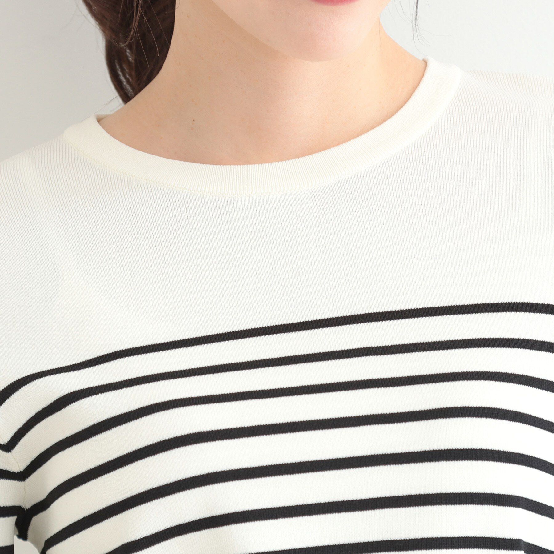 SHOO･LA･RUE「【毎日洗える/S-LL】上半身がすっきり見える　多機能5分袖ニット」|ニット・セーター|