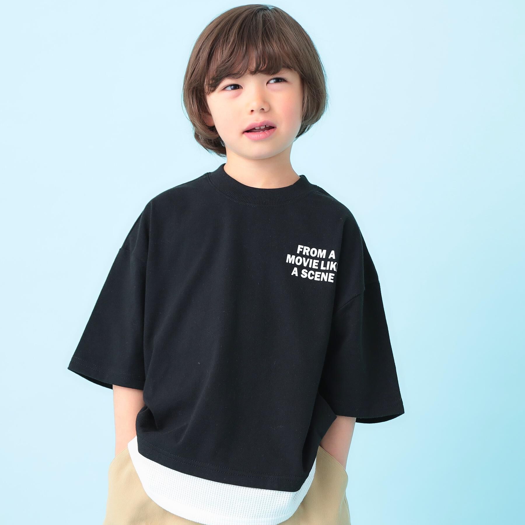 SHOO･LA･RUE「【100-150cm】ドッキングバックフォトTシャツ」|Tシャツ・カットソー|