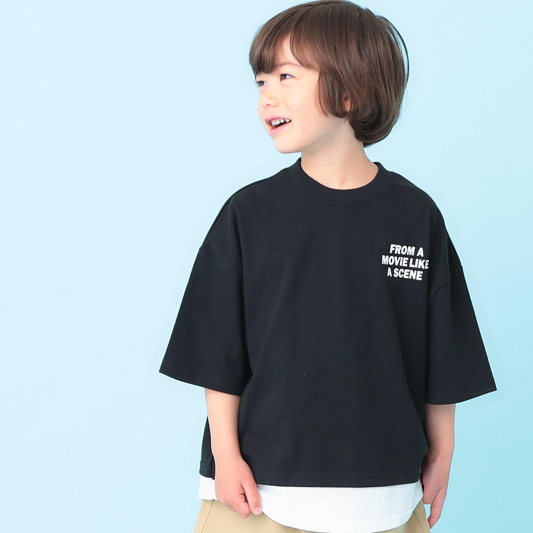 SHOO･LA･RUE「【100-150cm】ドッキングバックフォトTシャツ」|Tシャツ・カットソー|