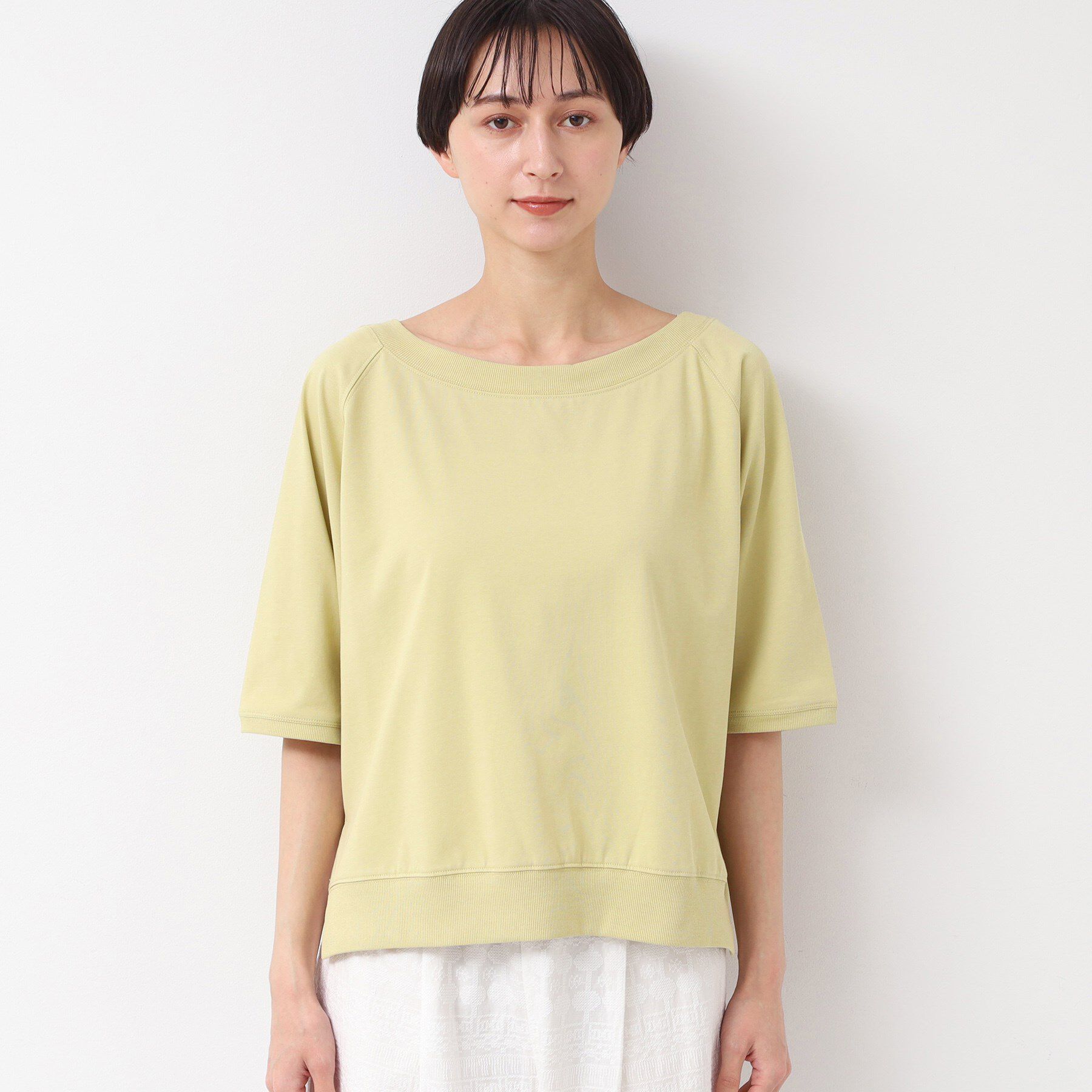 Dessin「【接触冷感・UV・洗える】裾リブスリット五分袖カットソー」|Tシャツ・カットソー|