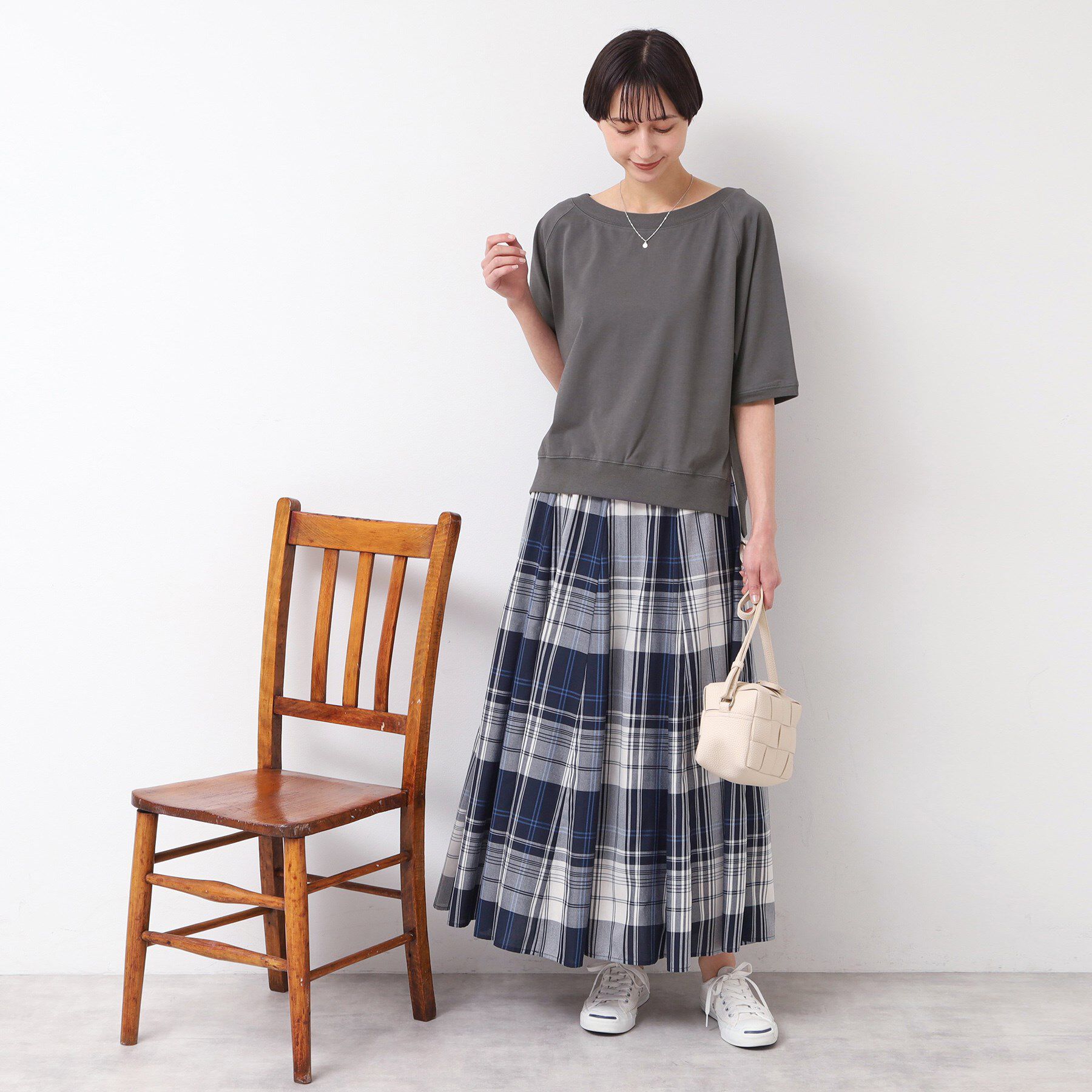 Dessin「【接触冷感・UV・洗える】裾リブスリット五分袖カットソー」|Tシャツ・カットソー|