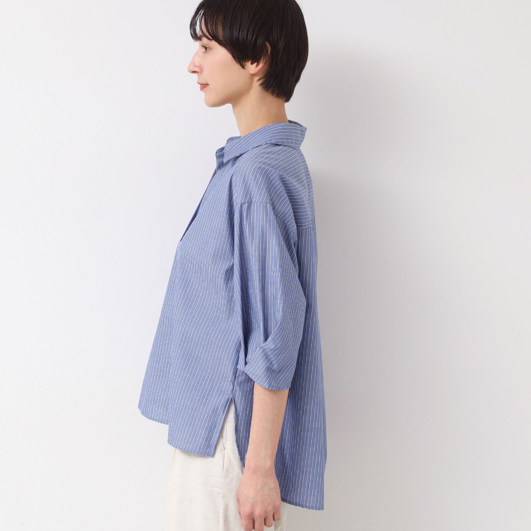 Dessin「【洗える・4サイズ展開】スキッパーシャツブラウス（XS～L）」|シャツ・ブラウス|