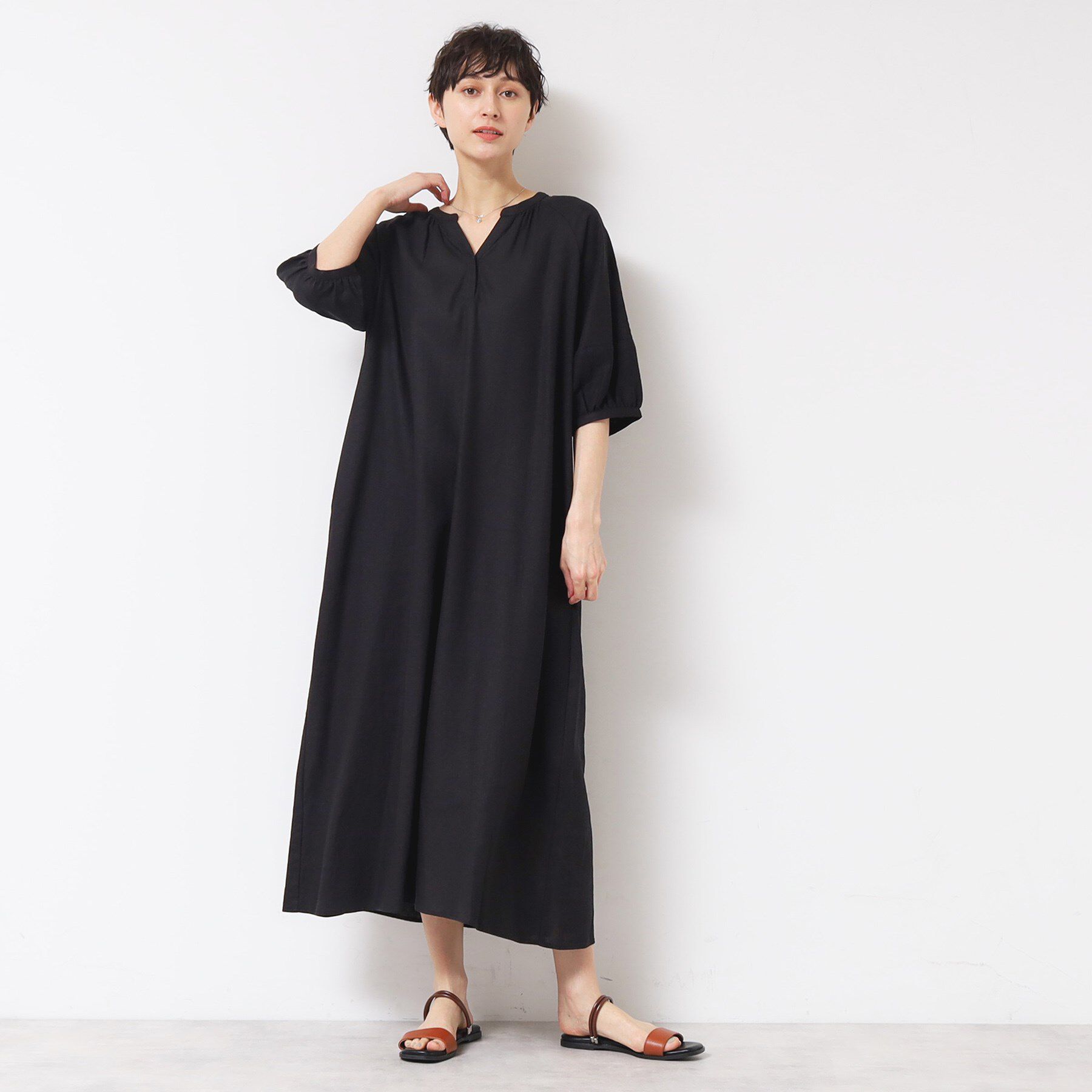 Dessin「【洗える】パフスリーブAラインワンピース（S～L）」|ワンピース|