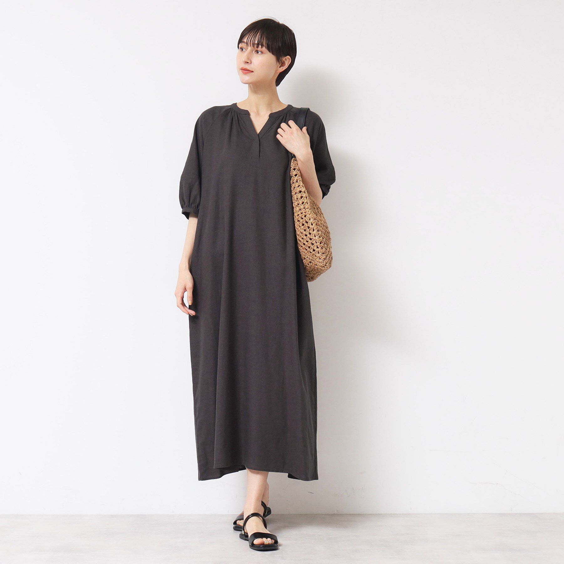 Dessin「【洗える】パフスリーブAラインワンピース（S～L）」|ワンピース|