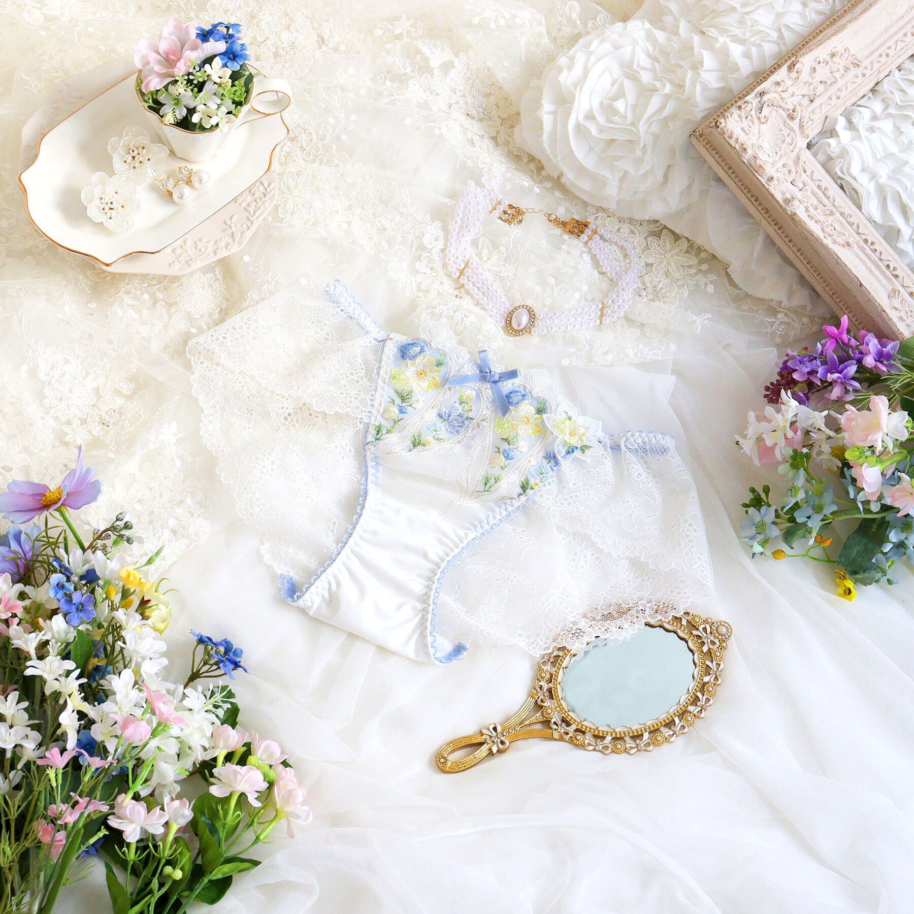 Risa Magli「フロリタ レースショーツ」|インナー|ホワイト(001)