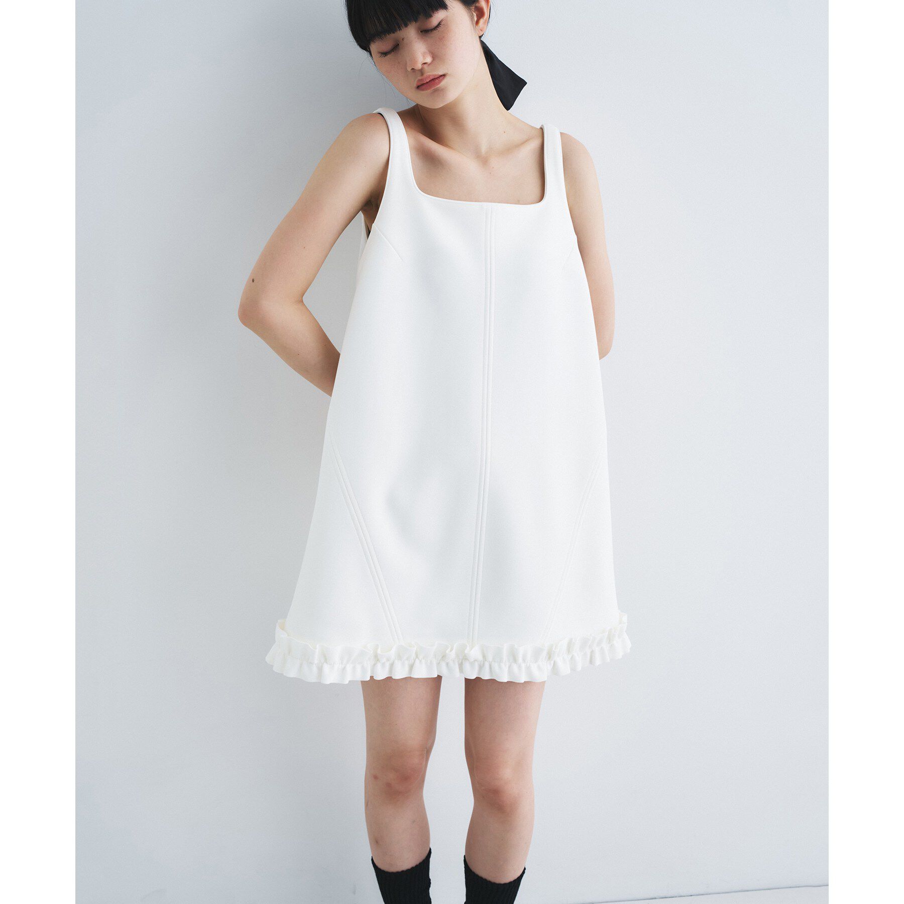 CODE A「frill mini dress」|ワンピース|ホワイト(001)