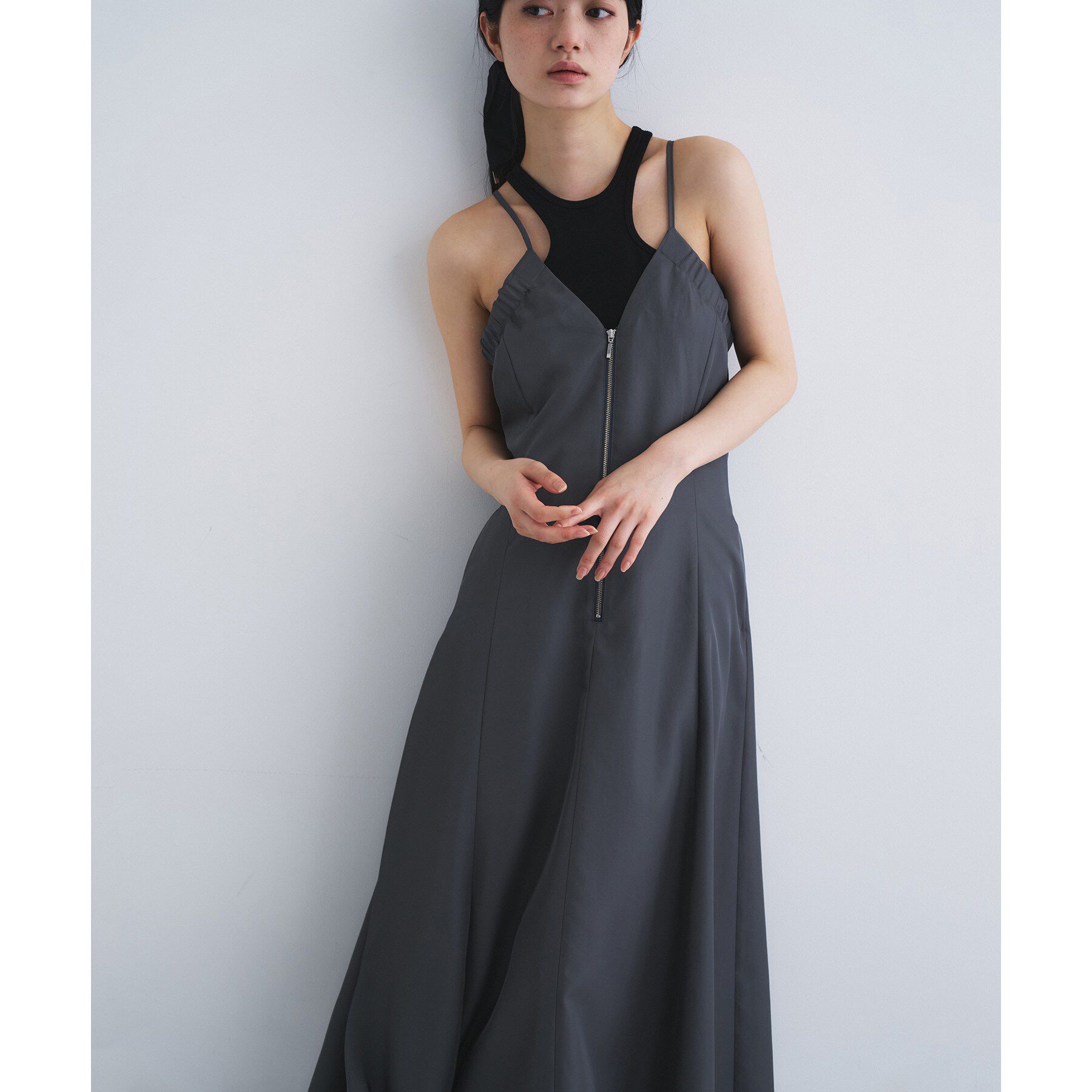 CODE A「sensual strap cami dress」|ワンピース|チャコールグレー(0