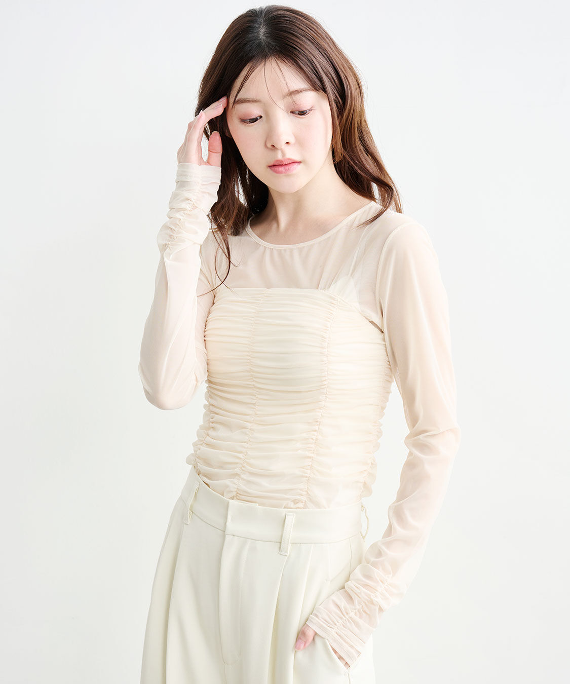 COCO DEAL「ギャザーチュールレイヤードトップス」|シャツ・ブラウス|