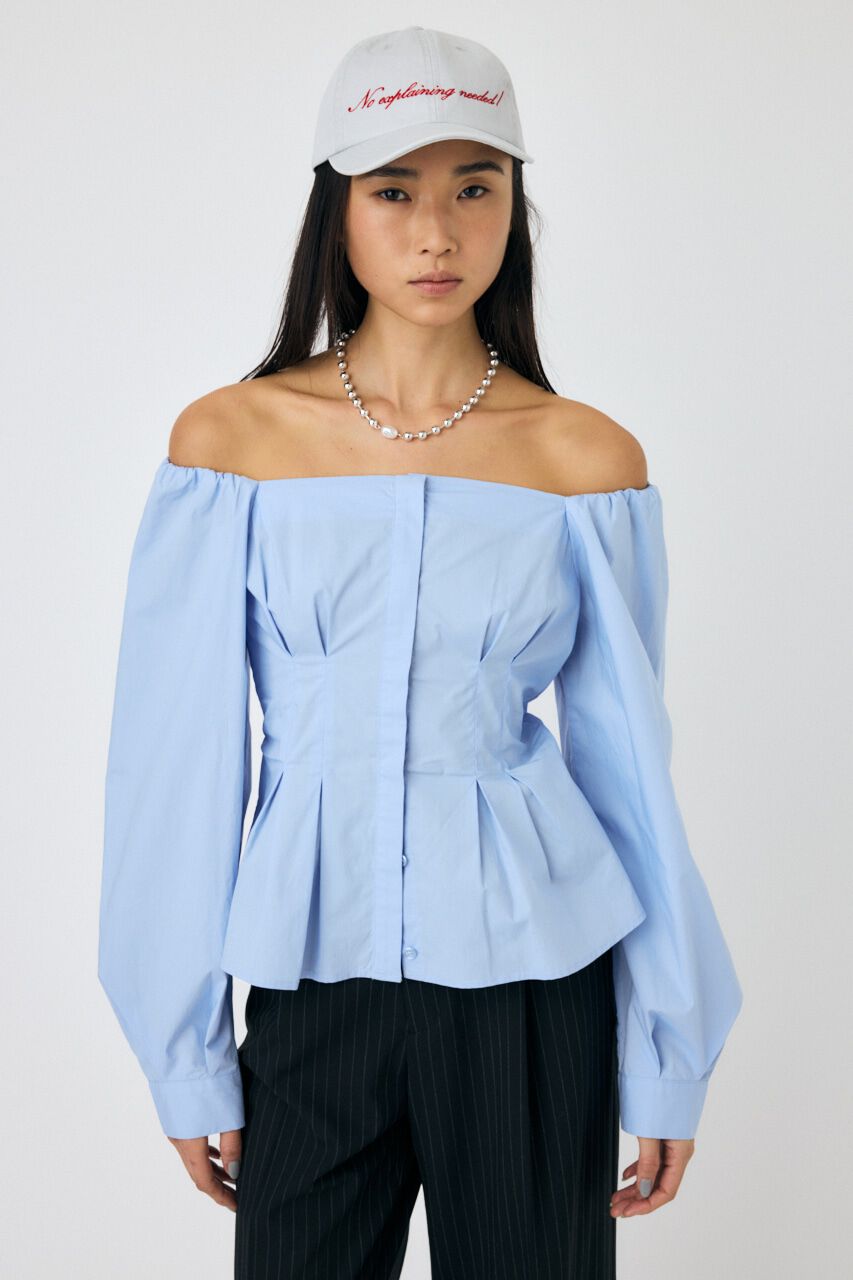 MOUSSY「OFF SHOULDER シャツ」|その他|L/BLU1