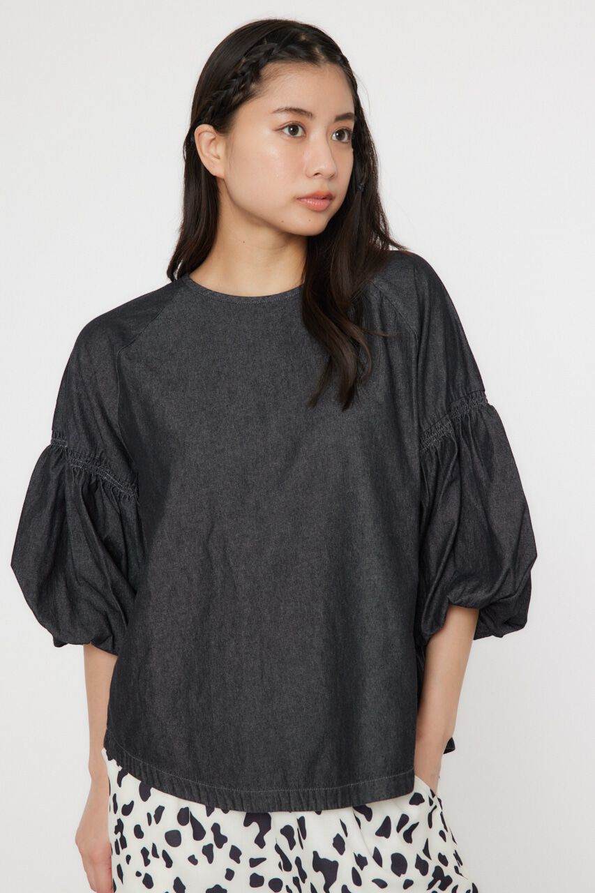 RODEO CROWNS「袖ボリュームバックリボントップス」|シャツ・ブラウス|BLK
