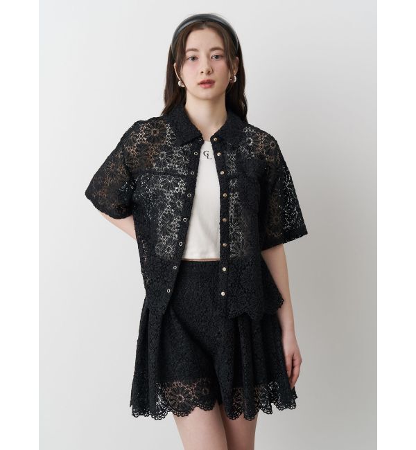 CALNAMUR「FLOWER LACE HALF SLEEVE SHIRTS/フラワーレースハーフスリーブシャツ」|シャツ・ブラウス|