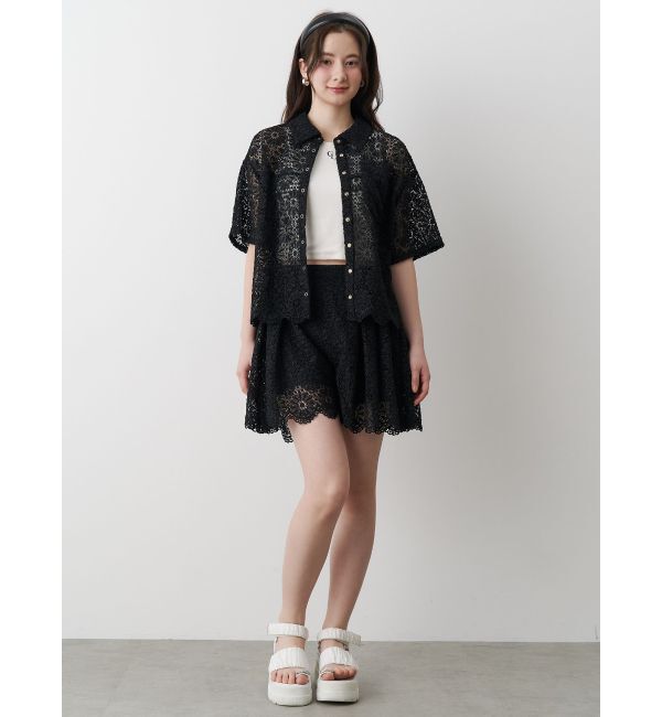 CALNAMUR「FLOWER LACE HALF SLEEVE SHIRTS/フラワーレースハーフスリーブシャツ」|シャツ・ブラウス|