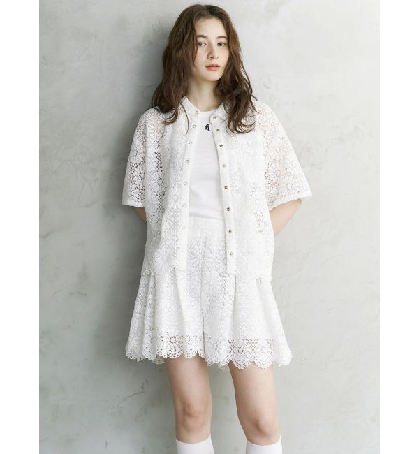 CALNAMUR「FLOWER LACE HALF SLEEVE SHIRTS/フラワーレースハーフスリーブシャツ」|シャツ・ブラウス|