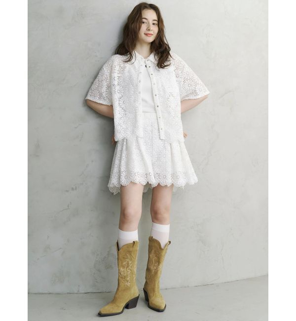 CALNAMUR「FLOWER LACE HALF SLEEVE SHIRTS/フラワーレースハーフスリーブシャツ」|シャツ・ブラウス|