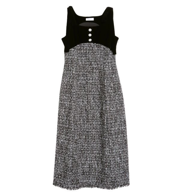 CALNAMUR「クラシックツイードロングワンピース」|ワンピース|ブラック