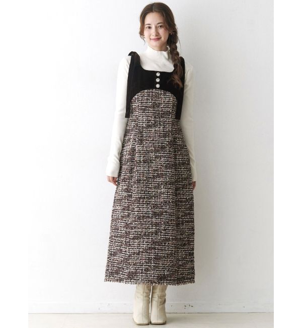 CALNAMUR「クラシックツイードロングワンピース」|ワンピース|