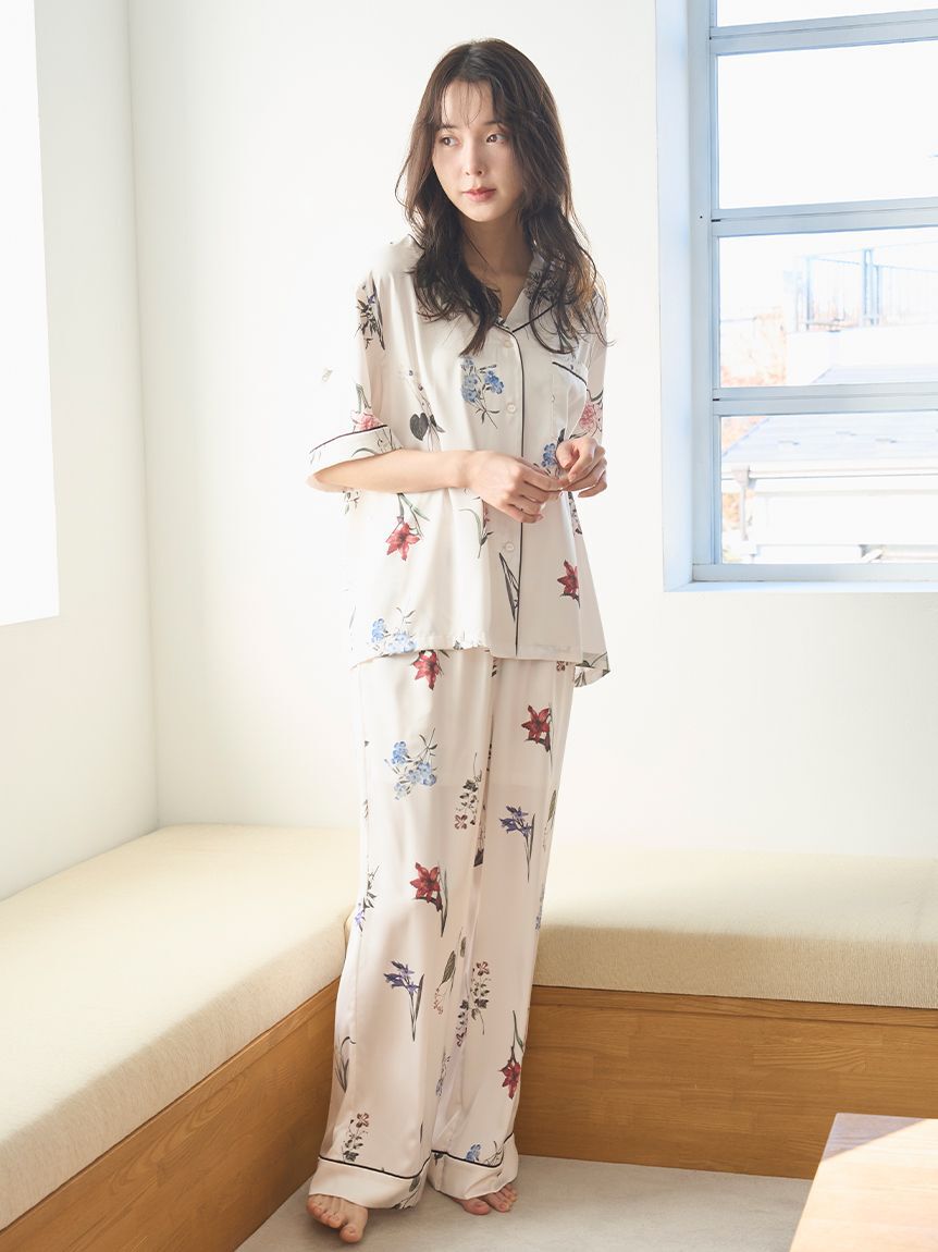 SNIDEL HOME「【UVカット】サテンプリントロングパンツ」|ルームウェア|