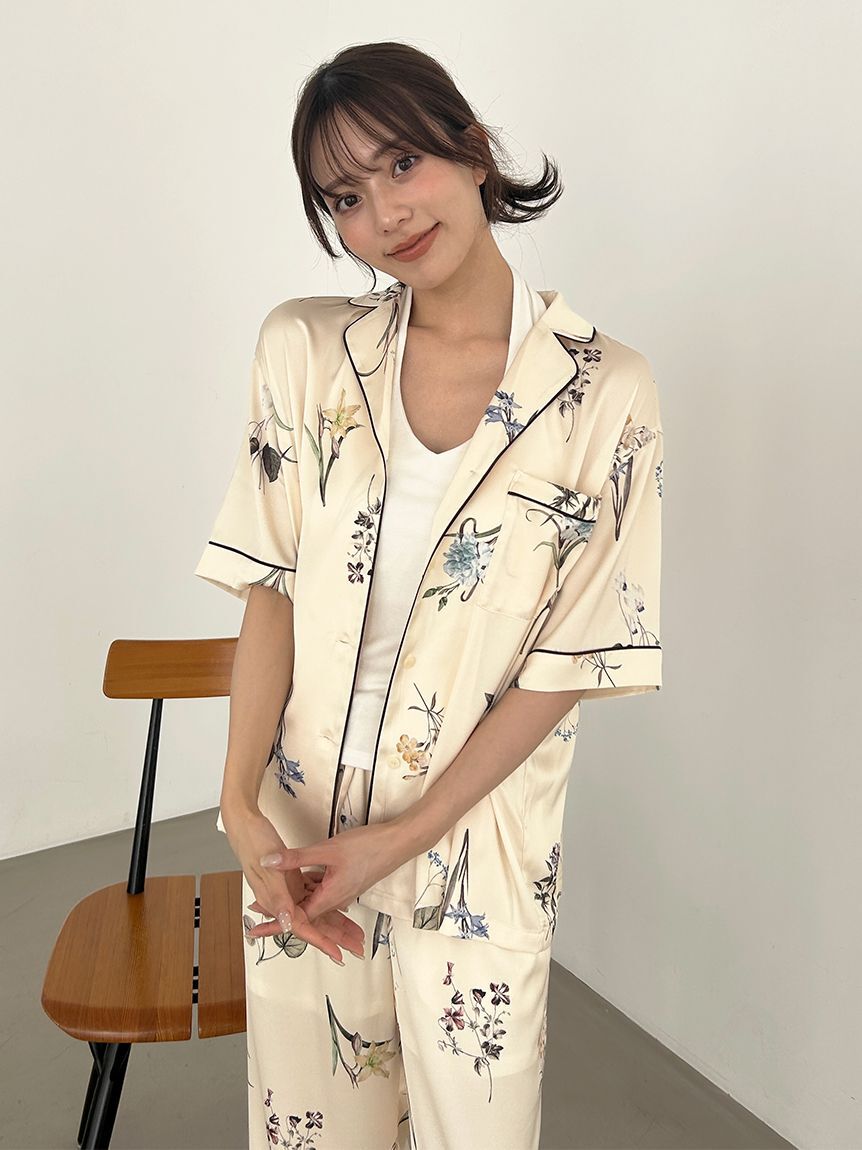 SNIDEL HOME「【UVカット】サテンプリント開襟シャツ」|ルームウェア|