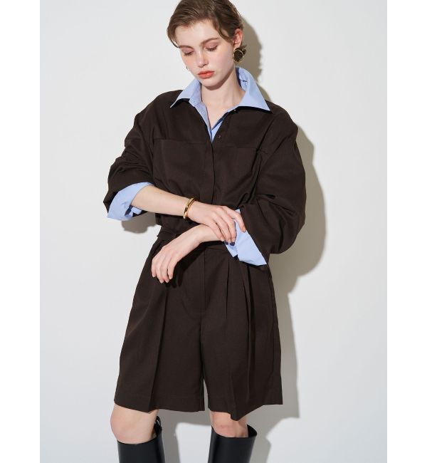 ELENDEEK「HALF PANTS COMBINAISON」|オールインワン|ブラウン