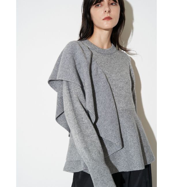 ELENDEEK「SHOULDER FRILL PEPLUM KT」|ニット・セーター|グレー