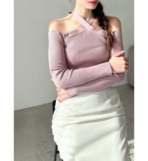 RESEXXY「ホルターネックニットトップス」|ニット・セーター|ピンク