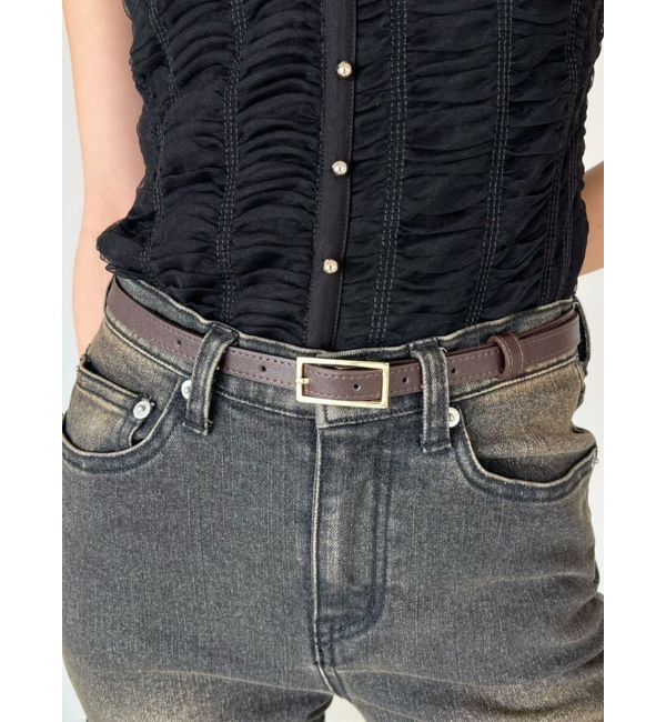 RESEXXY「シンプルスリムベルト」|ベルト|ブラウン