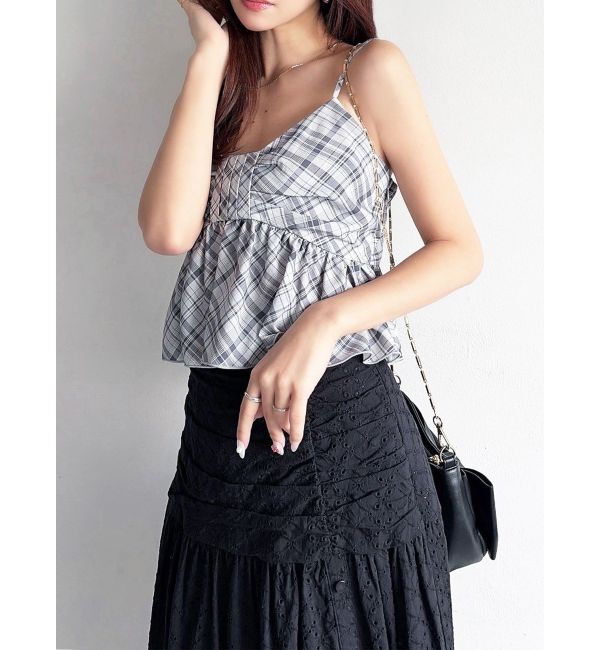 RESEXXY「リボンペプラムキャミ 【セットアップ着用可能】」|シャツ・ブラウス|ブルー