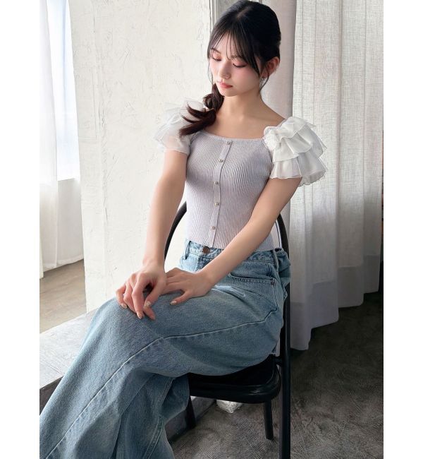 RESEXXY「ショルダーフリルニットトップス」|ニット・セーター|