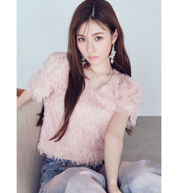 RESEXXY「フェザーライクカットトップス」|Tシャツ・カットソー|ピンク