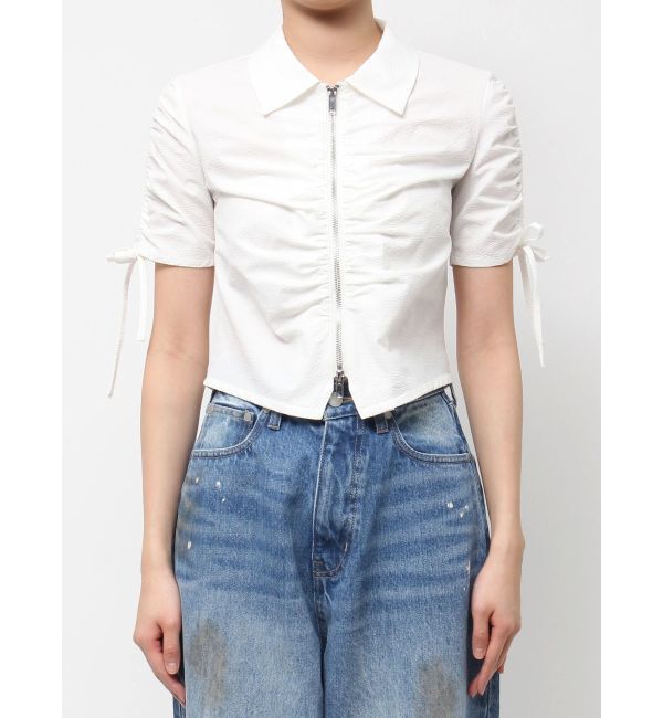 EMODA「ギャザージップシャツトップ」|Tシャツ・カットソー|