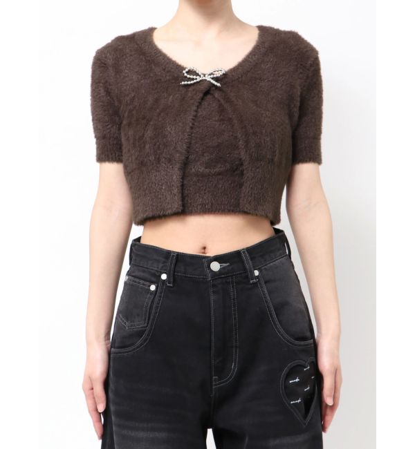 EMODA「リボンチャームシャギーツインニット」|ニット・セーター|ブラウン