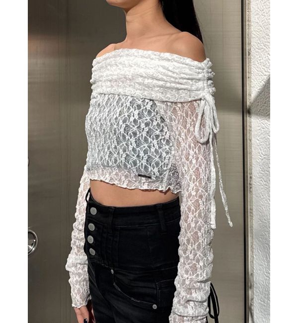 EMODA「レースオフショルダートップ」|Tシャツ・カットソー|ホワイト
