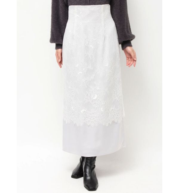 MERCURYDUO「レースレイヤードナロースカート」|スカート|