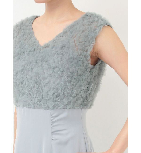 MERCURYDUO「チュールフリルドッキングサテンワンピース」|ドレス|