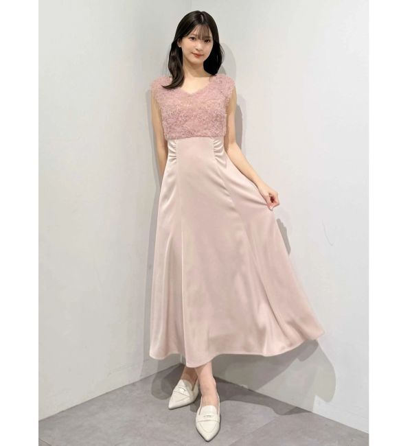 MERCURYDUO「チュールフリルドッキングサテンワンピース」|ドレス|