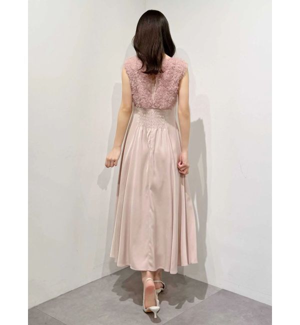 MERCURYDUO「チュールフリルドッキングサテンワンピース」|ドレス|