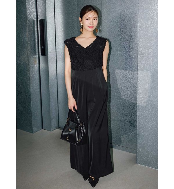 MERCURYDUO「チュールフリルドッキングロンパース」|ドレス|ブラック