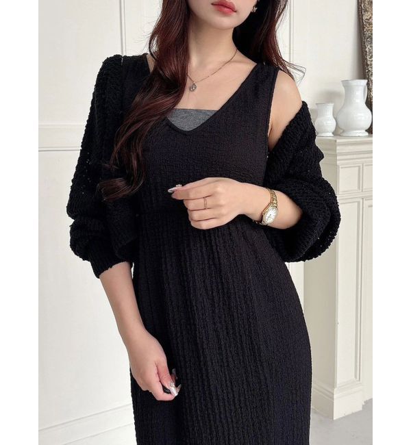 MERCURYDUO「クリアボタン使いボレロ」|カーディガン|ブラック