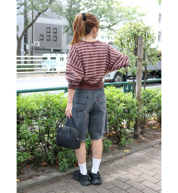 Ungrid「クラッシュデザインデニムハーフパンツ」|デニム|