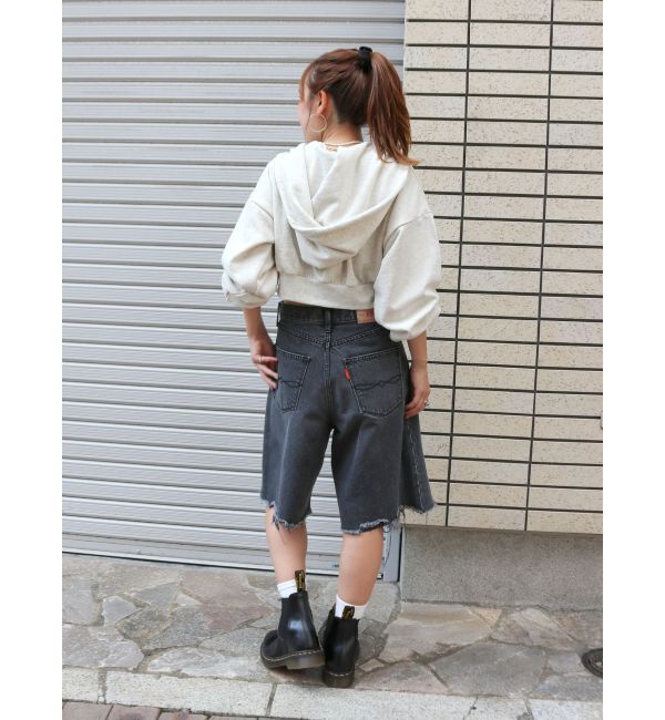 Ungrid「クラッシュデザインデニムハーフパンツ」|デニム|