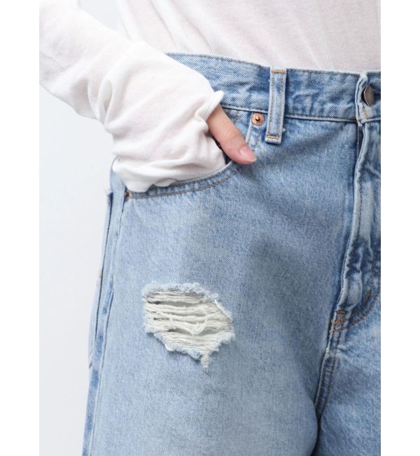 Ungrid「クラッシュデザインデニムハーフパンツ」|デニム|