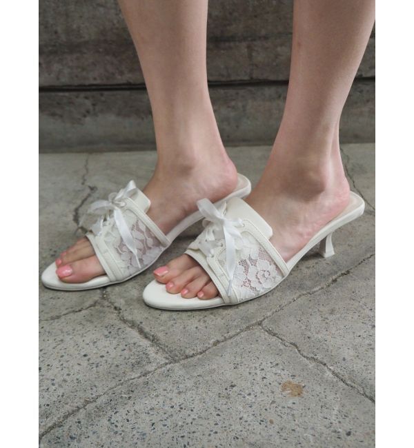 EVRIS「レースアップヒールサンダル」|サンダル|ホワイト