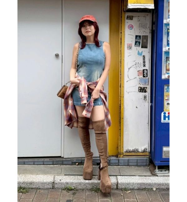 EVRIS「バックリボンオープンデニムミニワンピース」|ワンピース|