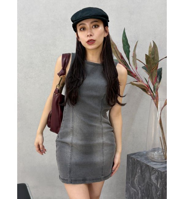 EVRIS「バックリボンオープンデニムミニワンピース」|ワンピース|