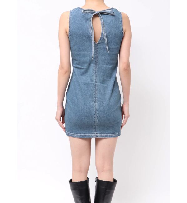 EVRIS「バックリボンオープンデニムミニワンピース」|ワンピース|