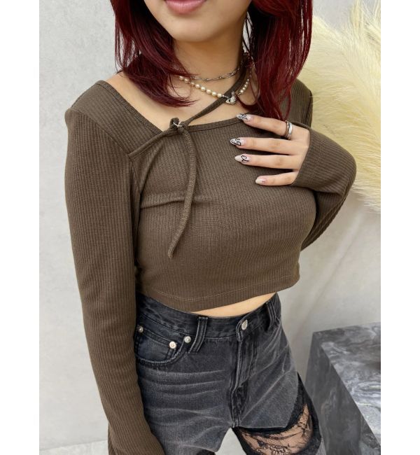 EVRIS「ストラップリブカットトップス」|Tシャツ・カットソー|