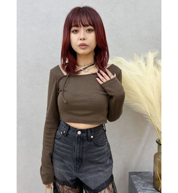 EVRIS「ストラップリブカットトップス」|Tシャツ・カットソー|