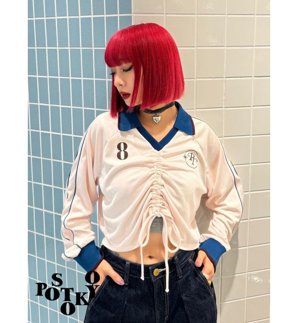 jouetie「【Something &times;PosTokyo】Front gather Sporty Tops」|Tシャツ・カットソー|ピンク