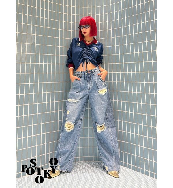 jouetie「【Something &times;PosTokyo】Front gather Sporty Tops」|Tシャツ・カットソー|