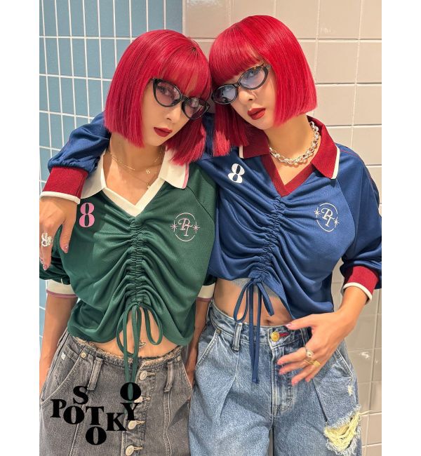 jouetie「【Something &times;PosTokyo】Front gather Sporty Tops」|Tシャツ・カットソー|